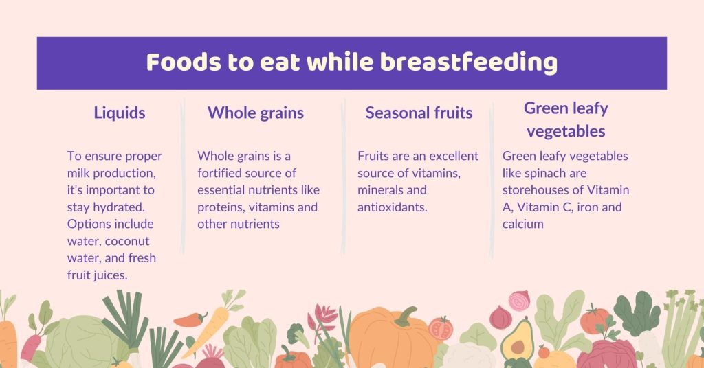 These are some food types that you can eat while breastfeeding